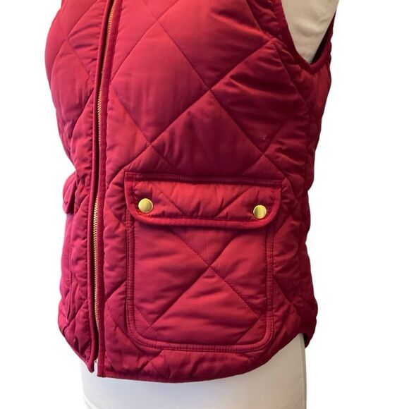 J Crew Quilted Zip up Vest. Rasberry Small preppy heritage - Picture 3 of 12
